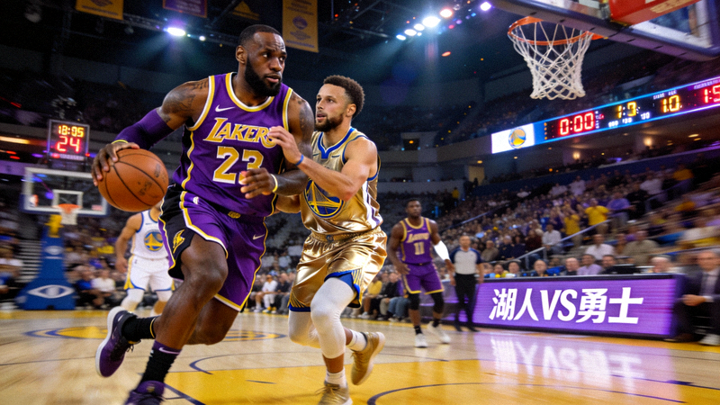 NBA篮球比赛直播画面 - 湖人队对阵勇士队激烈对抗